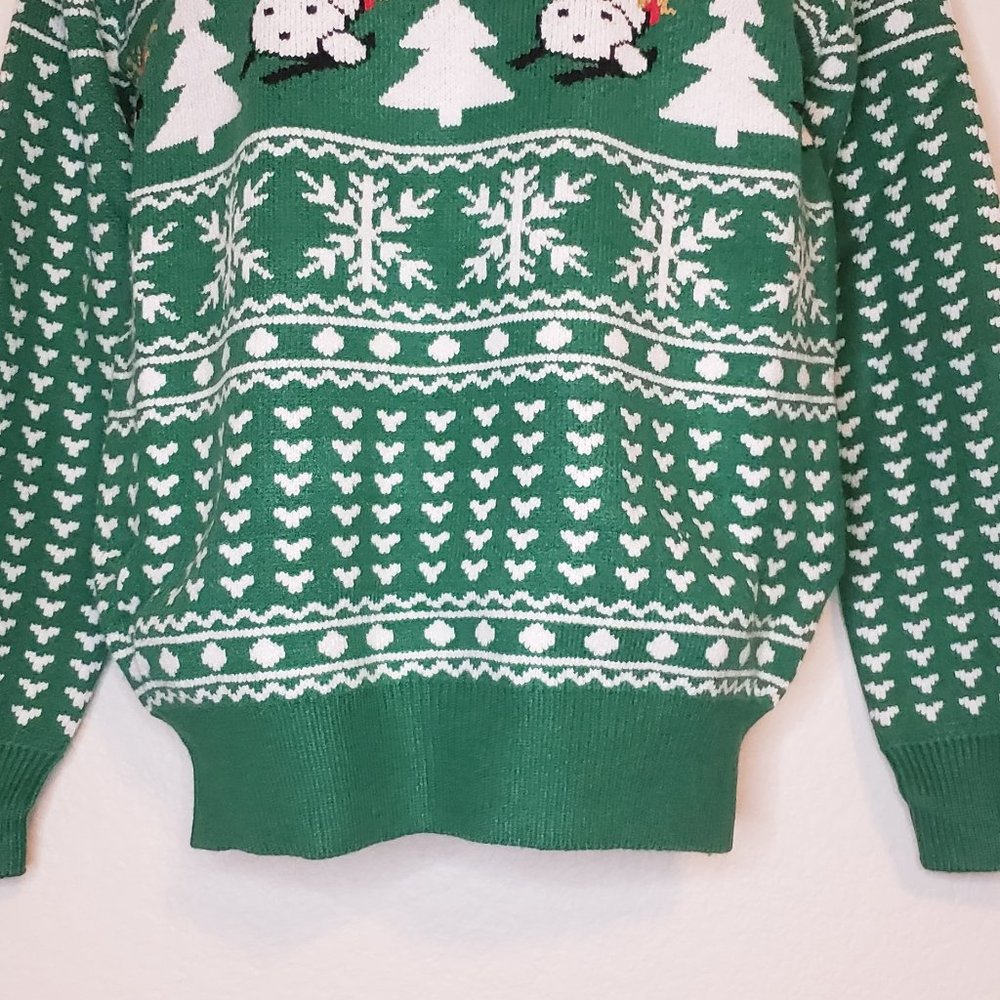 Sykooria Women's Green White Crew Neck Long Sleeve Ugly Holiday Sweater Medium - Picture 2 of 10
